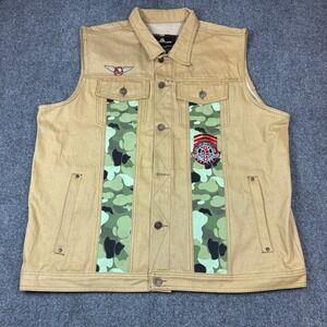 Red Ape Special Ops Tan Denim Camo Patch Vest Mens 4XL Khaki Streetwear‎ Cotton
